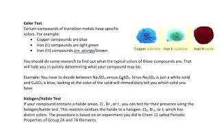 Identification of Unknown Solids