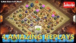 NEW TH12 WAR BASE 2018 ANTI 3 STAR Anti Miner,BoWitch,Anti Queen walk with 4 replays