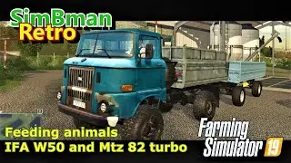 IFA W50 and Mtz 82 turbo manual gears feeding animals / Farming Simulator 19 / FS19, LS19