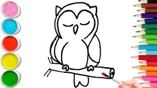 How to Draw Slepping Owl | Easy Kids Art Tutorial |Child Art 🐋🌈🎨