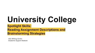 Reading Assignment Descriptions & Brainstorming: Brainstorming