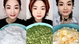 ASMR her soft squeaky ice bites only 💚😋
