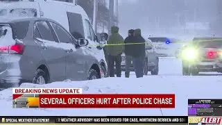 Several officers hurt after police chase ends in crash in Mishawaka
