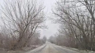 сильный гололёд на дороге Еду в Одессу
