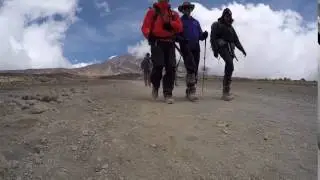 Hiking down from Kibo Hut