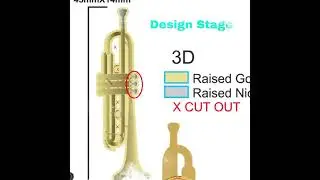 trumpet pin Badge 3D Design