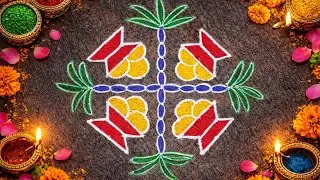 🌸9-5 dots Festival rangoli design 🌸#rangoli #simplerangoli 