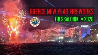 Thessaloniki New Year 2026 Fireworks, Greece | White Tower Laser Show (4K)