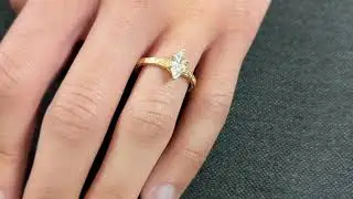 Marquise Cut Lab Diamond Ring Vintage Diamond Engagement Ring Solid Gold Unique Classic Ring
