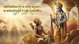 Most POWERFUL Geeta Shloka 🕉️🪈| Karmanye Vadhikaraste | Peaceful Gita Mantra | Devotional Hindus