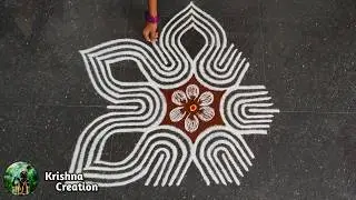 Easy Padi Kolam Design with 7x4 dots | Creative Rangoli | Padi Kolam Muggulu | Rangoli Kolam