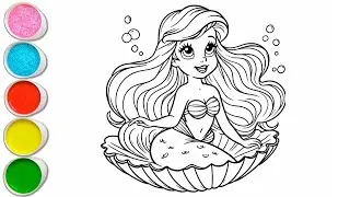 Cute Mermaid Drawing for kids, Painting & Coloring for kids, Toddlers | Let's Draw Together
