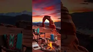 Epic Delicate Arch Sunset & Campfire ASMR | No Talking
