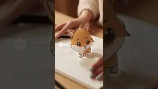Drawing of a anime dog on a piece of paper comes to life
