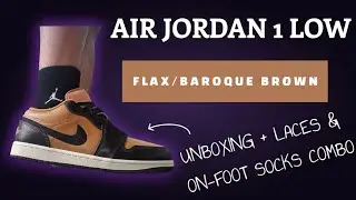 Air Jordan 1 Low SE 'Flax/Baroque Brown' Unboxing + Laces & On-Foot Socks Combo🔥