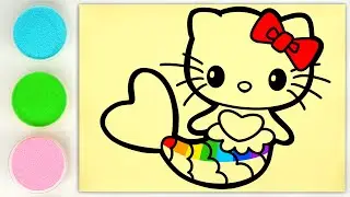 Sand Painting, Drawing, Coloring and Rhymes Song Hello Kitty Mermaid for Kids and Toddlers