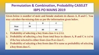Permutations & Combinations, Probability | Missing DI Puzzle | IBPS PO Mains 2019