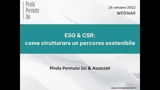 Webinar: ESG & CSR come strutturare un percorso sostenibile