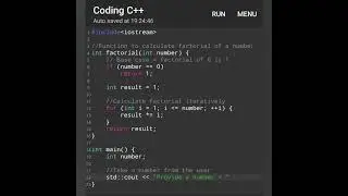Factorial calculation in C++ | Programming in C++ | C++ Coding.