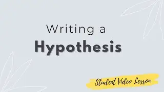 How To Write a Hypothesis