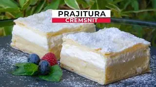 Prajitura Cremsnit. Kr&eacute;mes,  Kremschnitte sau cremes