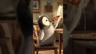 Baby Penguin vs. Pizza Slice&mdash;Guess Who Wins? #shorts #penguin #cute #pizza