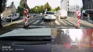 Сreating an emergency situation on the road by emergency braking. Austria. Klagenfurt.