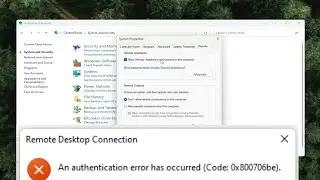 An Authentication Error Has Occurred (Code: 0x800706be) [Solution]