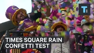 Times Square tests New Year&rsquo;s confetti in the rain