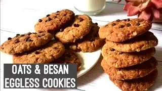 Oats Besan Jaggery Cookies Recipe | Egg Less, No Oven | How to Make Easy Healthy Veg Snack | Hindi