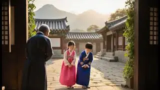 A cinematic documentary style video of children learning traditional Korean etiquette at Cheonghakdo