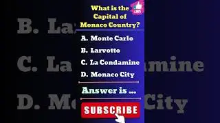 Did You Know! What is the Capital of Monaco Country? #monacocapital #ytshorts