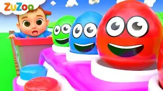 Zu Learns Colors on Surprise Egg Train | ZuZoo Nursery Rhymes & Kids Songs