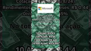 Quanto rende cada a&ccedil;&atilde;o da Microsoft (MSFT34)? #a&ccedil;&otilde;es #shorts #microsoft #msft34 #dividendos
