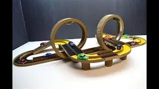 DIY Magic track LOOP with magic cars out of cardboard ON MAGNETS