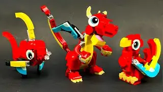 RED DRAGON, PHOENIX & FISH: Complete Build! | LEGO Creator 3in1 #31145 (Stop Motion Time-lapse)