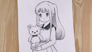 Cute girl anime characters so cute 🧸 how to draw with pencil.step by step 