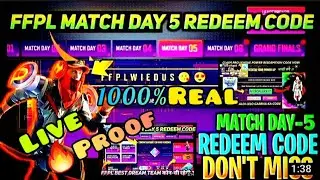 MATCH DAY 5 REDEEM CODE🔥 | FREE FIRE REDEEM CODE TODAY | FREE FIRE NEW EVENT | FFPL DREAM TEAM EVENT