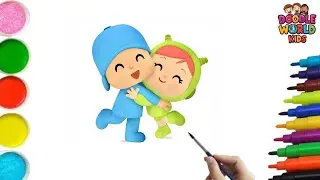 Как нарисовать Покойо, Нину, 🐘👦🐱🦆🐦 | Простые рисунки мультфильмов для детей | Doodle World Kids