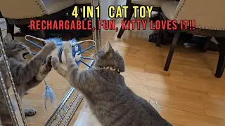 PETCRONIES Cat Toys 4 in 1 Automatic Interactive Kitten Toy, Fluttering Butterfly, Moving Feathers