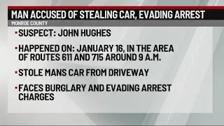 Man accused of stealing car from driveway, evading arrest | 28/22 News