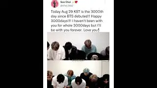 it's been a long , tiring but a beautiful journey ! I hope our bangtan flies higher💜#3000daysWithBTS
