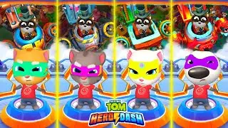 TALKING TOM HERO DASH } FOUR CITY BOSSES BATTLE VS SUPER HEROES NEW COLOUR SUIT & SAVE TRAPS FRIENDS