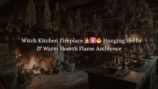Witch Kitchen Fireplace 🧙&zwj;♀️🔥 Hanging Herbs & Warm Hearth Flame Ambience