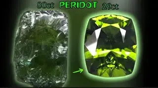 From Rough to Brilliant || Peridot Gemstone Cutting and Polishing Lapidary || Cushion Shape #peridot