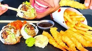 ASMR | SUSHI ROLL | TEMPURA SHRIMP | FRENCH FRIES | MUKBANG | EATING NO TALKING | JERRY