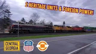 2 Heritage Units & Foreign Power! Central Of Georgia, UP, Norfolk Southern!