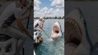 POV: A fisherman is surprised by this huge...Shark #fishing #deepseafishing #ai #pov #shark #scary