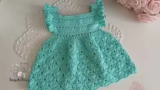 ¡SUPER! 🌿EL PATRÓN DE GANCHILLO ÚNICO, FÁCIL Y RÁPIDO DE TEJER HERMOSO VESTIDO PARA BAUTIZO BEBÉ