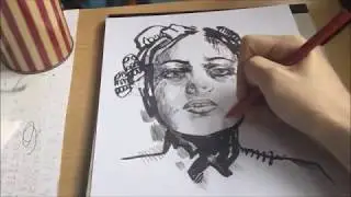 Expressive Portrait Drawing - Pen and Ink Mark Making Speed Drawing